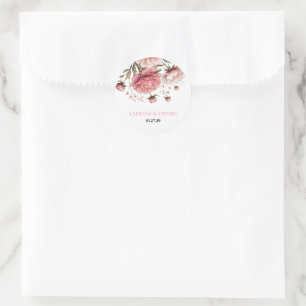 Sticker Rond Mariage Big Pink Blooms
