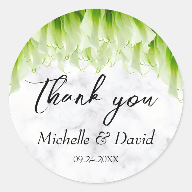 Sticker Rond Mariage blanc Calla Lily Florals (Devant)