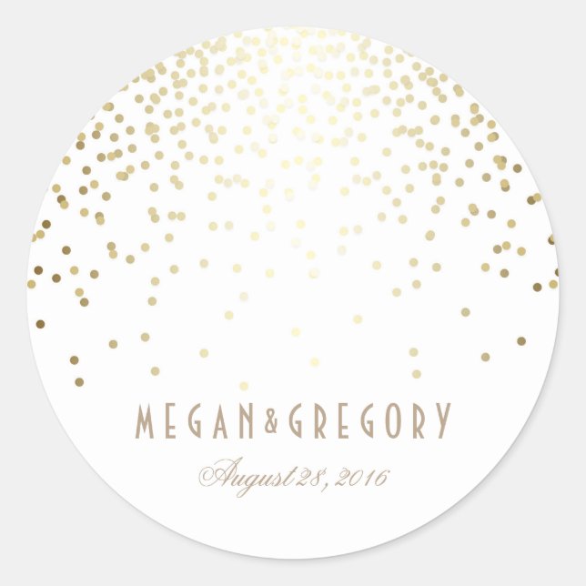 Sticker Rond Mariage blanc Gold Confetti (Devant)