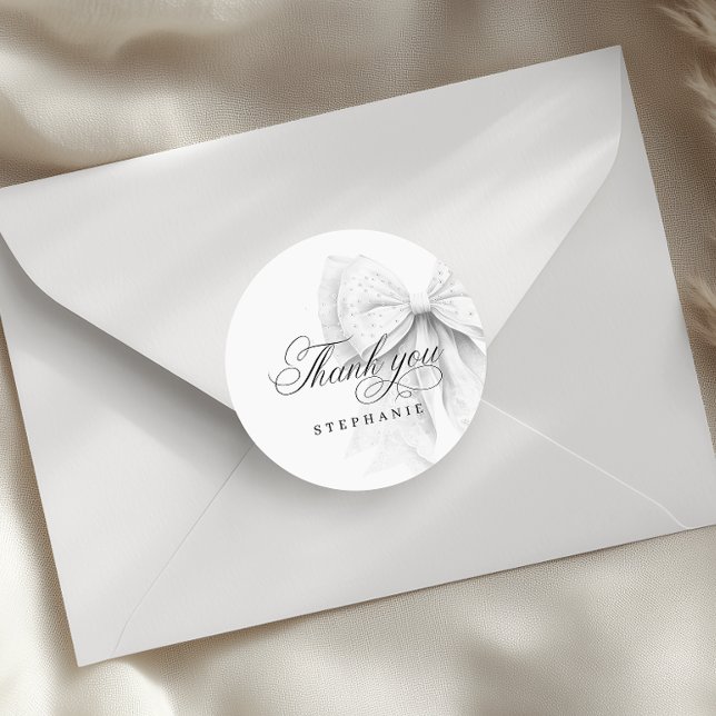 Sticker Rond Mariage Blanc Perles Nœud Shower (Créateur téléchargé)