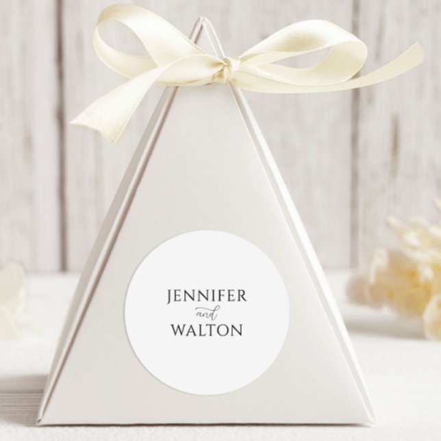 Sticker Rond Mariage blanc simple et élégant (Créateur téléchargé)