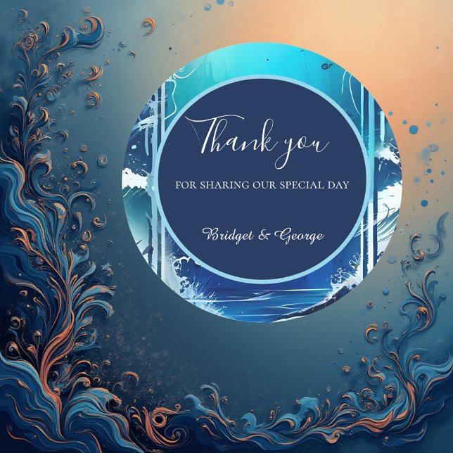 Sticker Rond mariage bleu côtier (Créateur téléchargé)