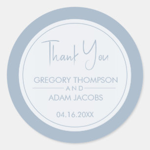 Sticker Rond Mariage bleu et blanc Dusty moderne Favoriser