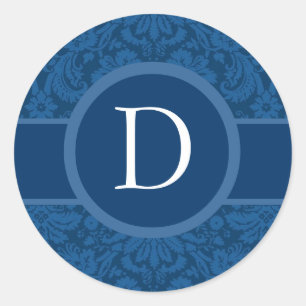 Sticker Rond Mariage bleu Monogramme B ou toute lettre G404A