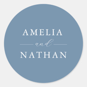 Sticker Rond Mariage Bleu Poussiéreux