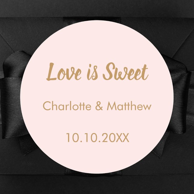 Sticker Rond Mariage blush or noms L'amour est doux (Créateur téléchargé)