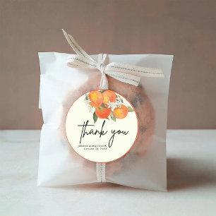 Sticker Rond Mariage Bohème Abstrait Esquisse Orange Jardin