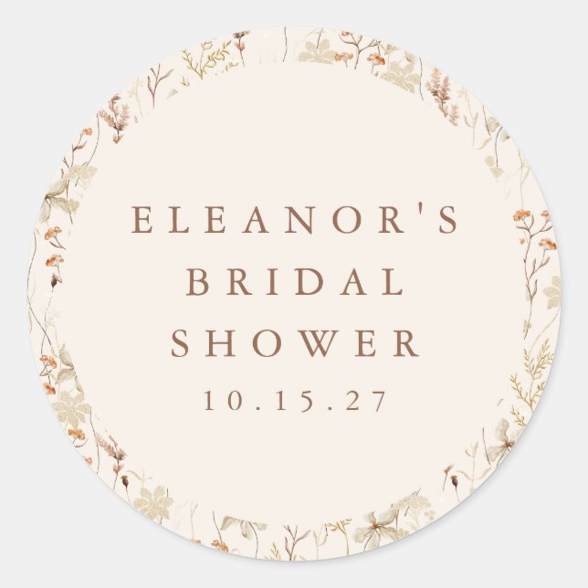 Sticker Rond Mariage Bohème Champêtre Fleurs Floral Shower de M (Devant)