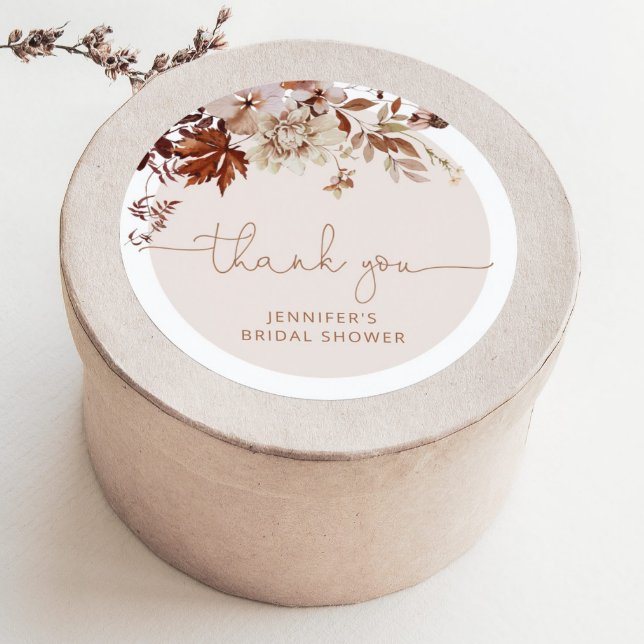 Sticker Rond Mariage bohème d'automne avec feuilles (Créateur téléchargé)