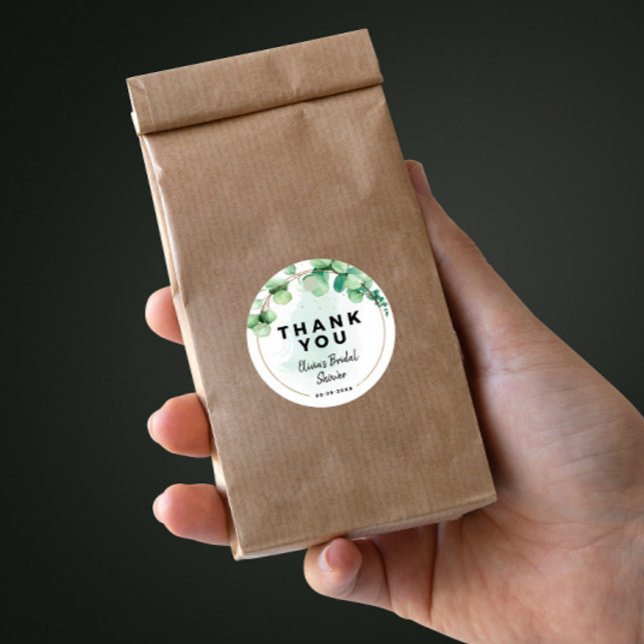 Sticker Rond Mariage bohème élégant moderne eucalyptus verdure (Créateur téléchargé)