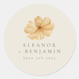 Sticker Rond Mariage Boho bleu bleu jaune minimal