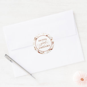 Sticker Rond Mariage Boho en terre cuite et orchidée blanche