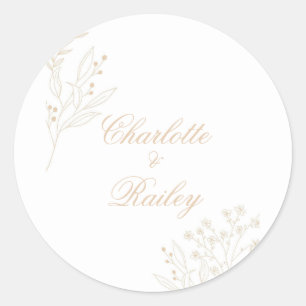 Sticker Rond Mariage Boho Floral Corner beige
