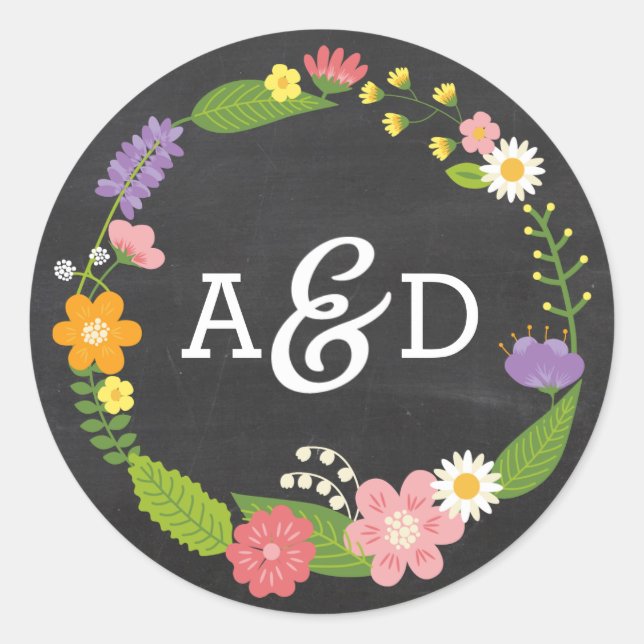 Sticker Rond Mariage Boho Woodland Wreath (Devant)