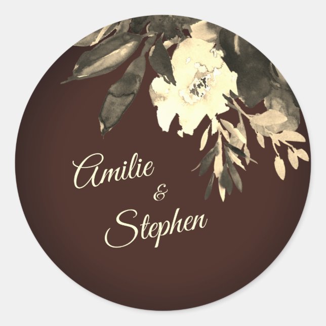 Sticker Rond Mariage botanique Brown d'automne (Devant)