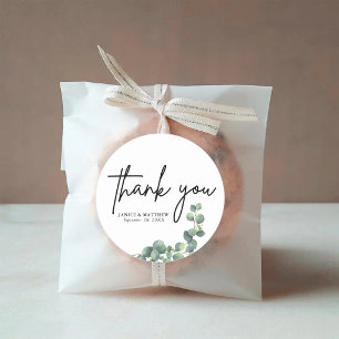 Sticker Rond Mariage Botanique Rustique au Feuillage d'Eucalypt