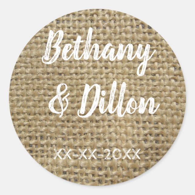 Sticker Rond Mariage Burlap (Devant)