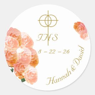 Sticker Rond Mariage Catholique Terracotta Rose