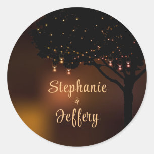 Sticker Rond Mariage céleste à cordes de nuit d'automne