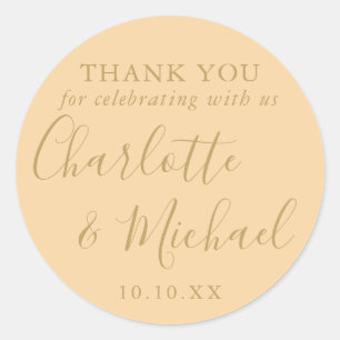 Sticker Rond Mariage Champagne Et Gold Script Favoriser Merci