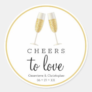 Sticker Rond Mariage Champagne Gold pour l'amour