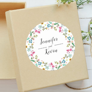Sticker Rond Mariage champêtre élégant aux couleurs vives de fl