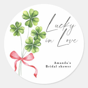 Sticker Rond Mariage Chanceux à l'Eau de Clover en Arrière-plan