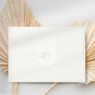 Sticker Rond Mariage chic Dusty Blue & Ivory Script