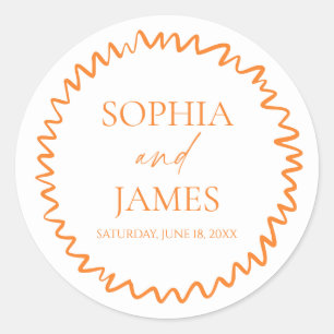 Sticker Rond Mariage Citron Ondeux Fantaisiste Orange