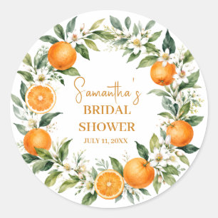 Sticker Rond Mariage Citron Orange Main Squeeze