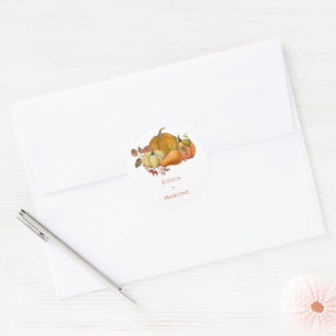 Sticker Rond Mariage citrouille minimaliste d'automne