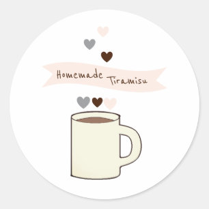Sticker Rond Mariage civil Café Tiramisu fait maison