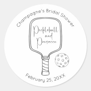 Sticker Rond Mariage civil Pickleball & Prosecco Enterrement de
