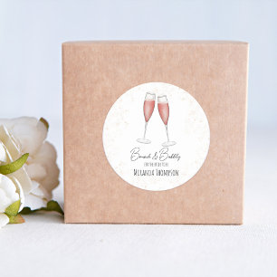 Sticker Rond Mariage civil Pink Brunch et Eau pétillante Aquare