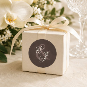 Sticker Rond Mariage Classique Brun Foncé Vieille Fortune