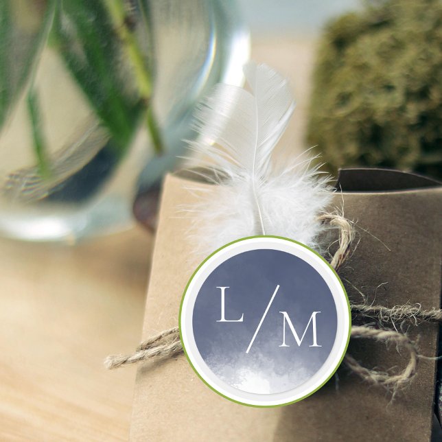 Sticker Rond Mariage classique de fumée bleue de la marine (Créateur téléchargé)