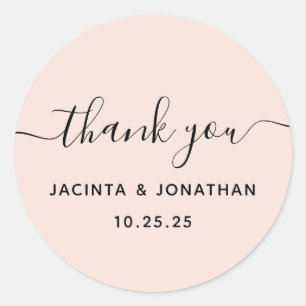 Sticker rond Mariage classique en Merci rose