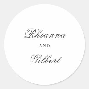 Sticker Rond Mariage Classique Noir et Blanc Intemporel