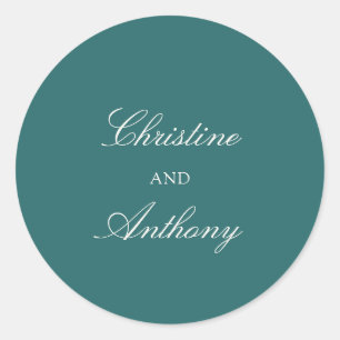 Sticker Rond Mariage Classique Teal Ancien Argent