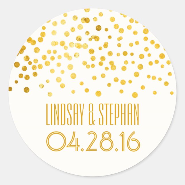 Sticker Rond Mariage Confetti Gold Foil (Devant)