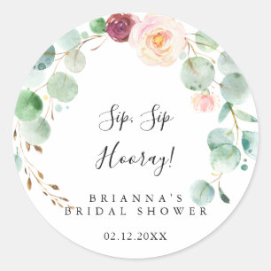 Sticker Rond Mariage contemporain floral Sip Sip Hourra Enterre