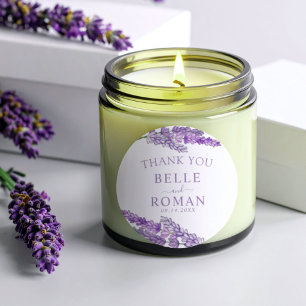 Sticker Rond Mariage coup de cœur Lavande Violet aquarelle  