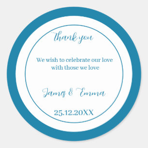 Sticker Rond Mariage Customisé bleu simple