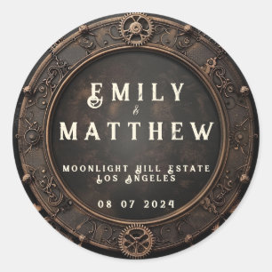 Sticker Rond Mariage d'affaires Steampunk Noir