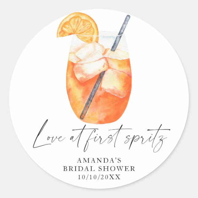 Sticker Rond Mariage d'amour au premier spritz (Devant)