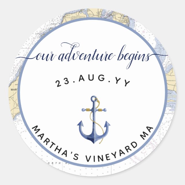 Sticker Rond Mariage d'Ancre de graphique nautique authentique  (Devant)