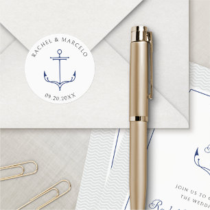 Sticker Rond Mariage d'Ancres nautiques