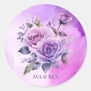 Sticker Rond Mariage dans le jardin de l'alcool rose violet et 