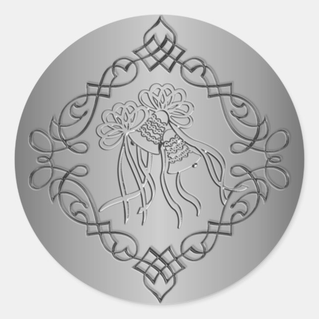 Sticker Rond Mariage d'apparence gravé en argent (Devant)