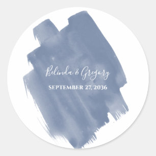 Sticker Rond Mariage d'aquarelle bleu foncé